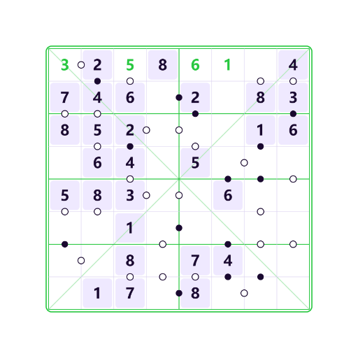 Anti-roi Diagonal Sudoku Kropki