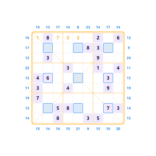 Diagonal Mittelpunkt Frame-Sudoku