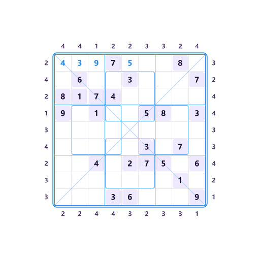 Diagonal Hyper Skyscraper Sudoku