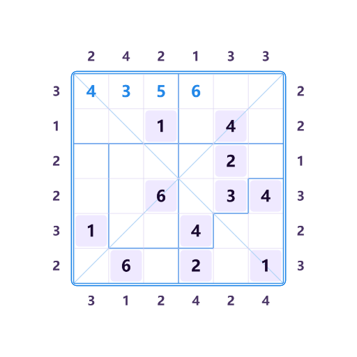 Diagonal Unregelmäßig Wolkenkratzer-Sudoku