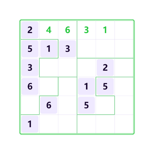 Unregelmäßig Nicht-aufeinanderfolgendes Sudoku
